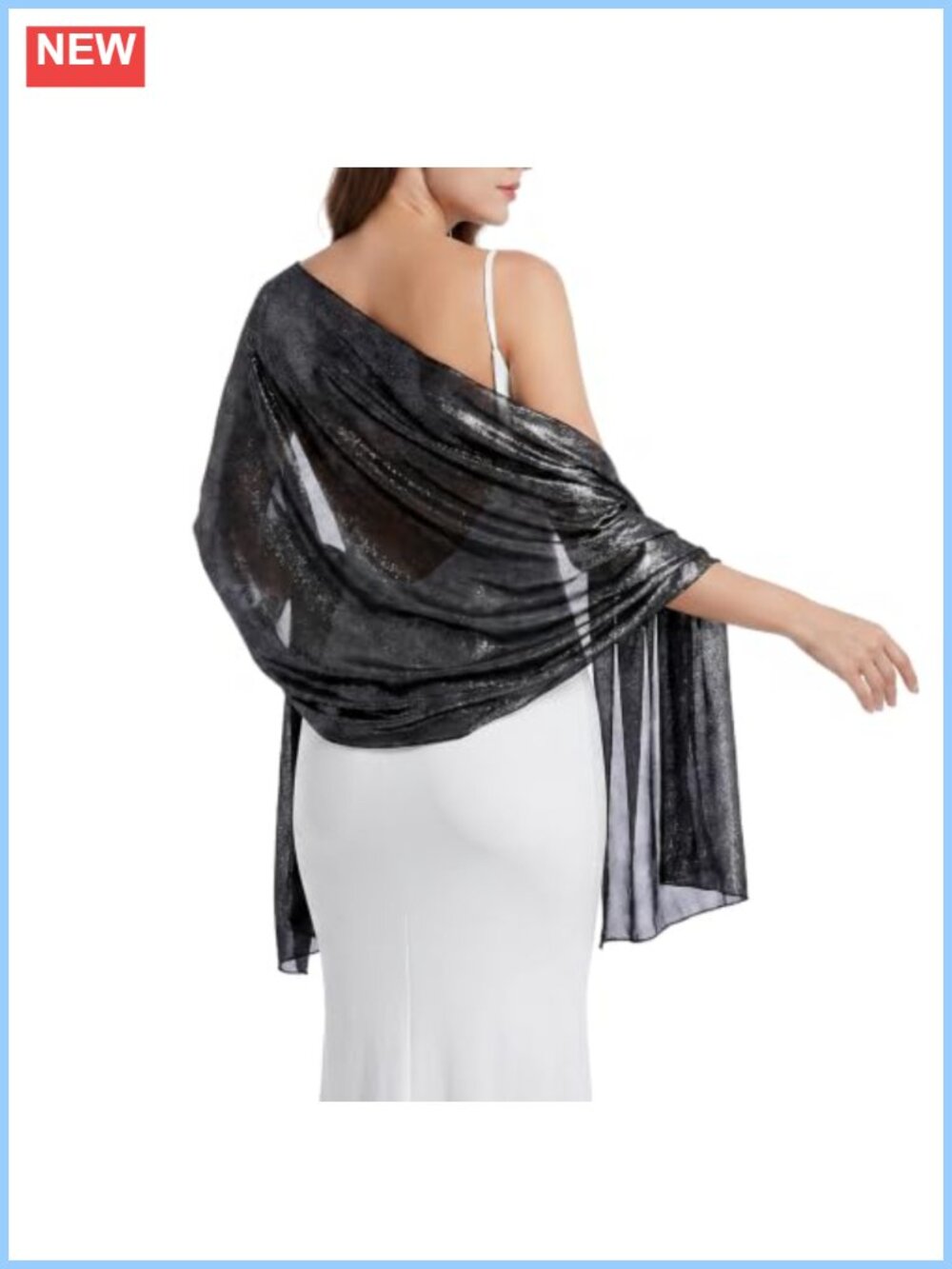 Metallic Sequin Sheer Shawl Wrap for Evening Dress